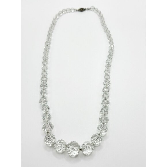 Vintage Graduated Faceted Crystal Bead On Chain Necklace 18.5” - Picture 8 of 9